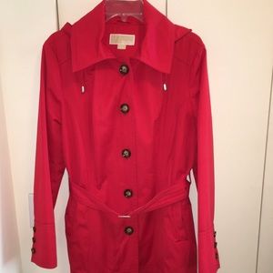 *Authentic* Michael Kors Red Hooded Rain Jacket